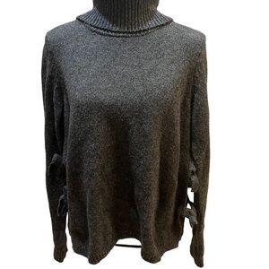 Cynthia Rowley Charcoal Gray Wool Blend Turtleneck Sweater Tie Sides Sz M